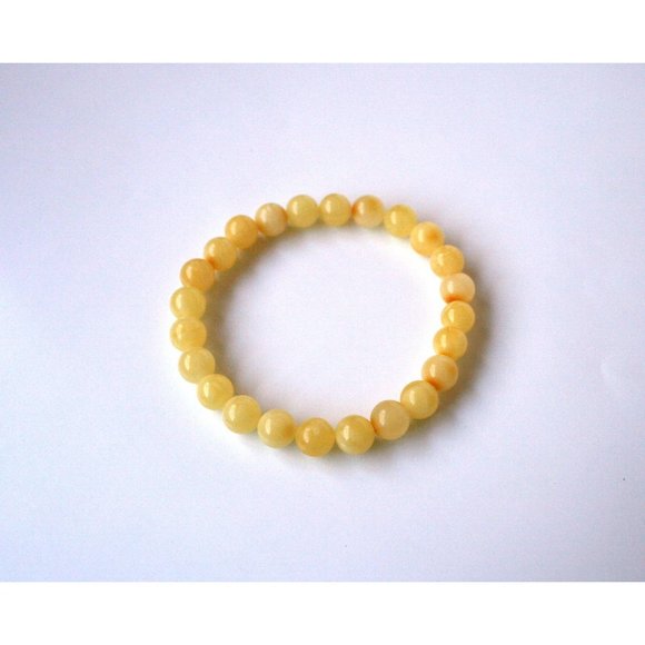 Real Royal White BALTIC Amber Bracelet, Egg Yolk Amber, 100% NATURAL Amber 8-9mm - Picture 3 of 8